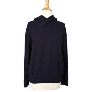 VINCE Cashmere Wool Blend Sweater Crossover Hooded Luxurious Minimalist, Small